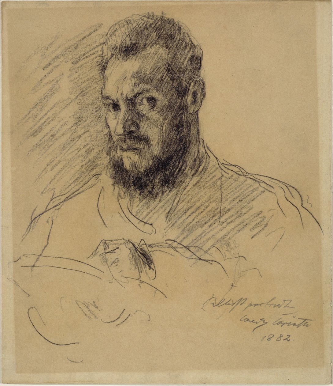 Självporträtt med helskägg, tecknande av Lovis Corinth