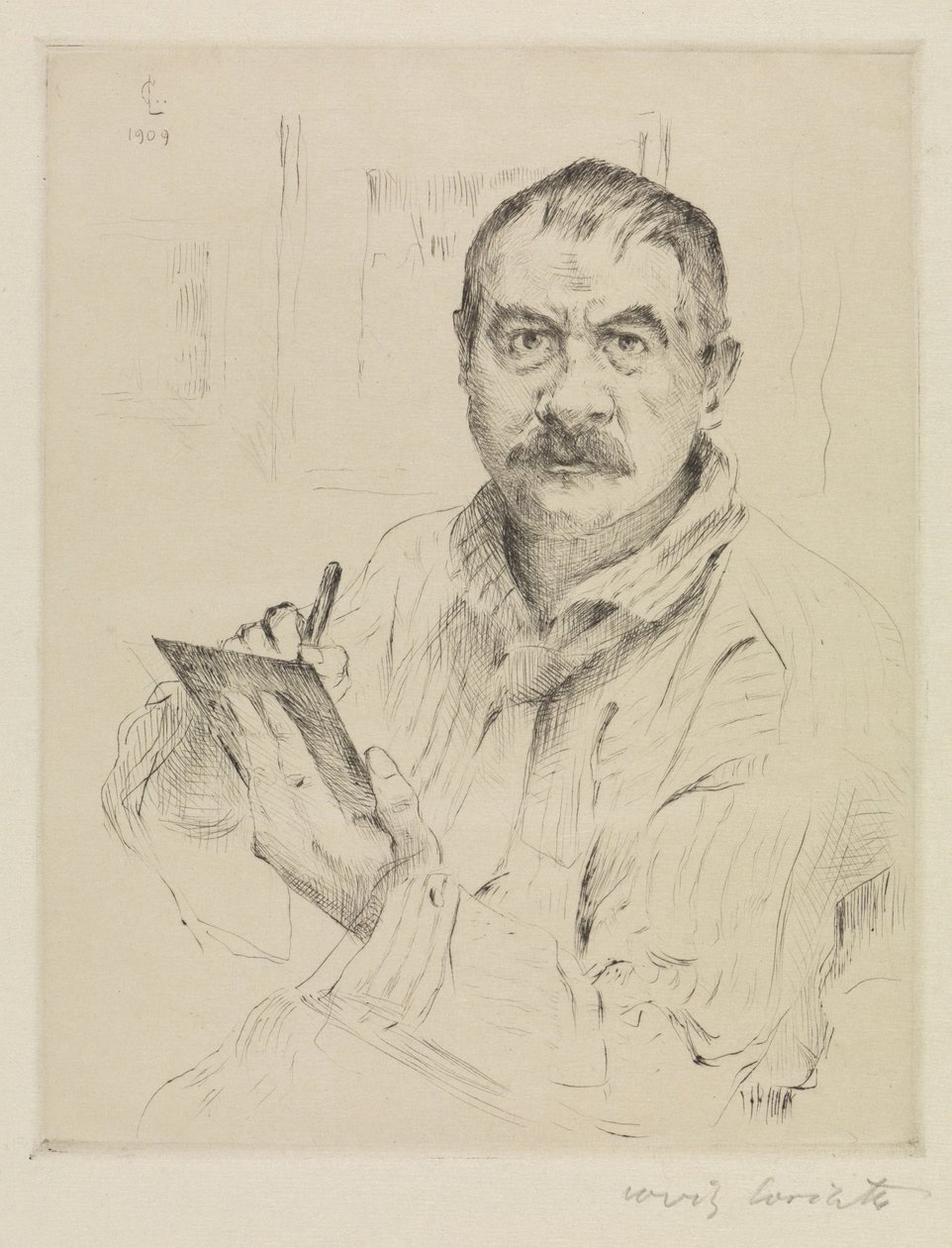 Självporträtt, etsning av Lovis Corinth