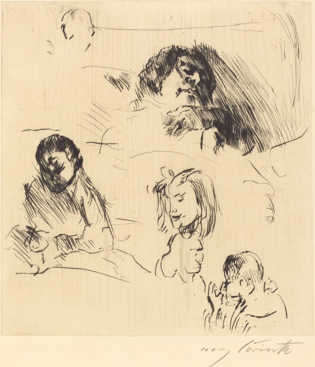 Diverse porträttskisser av Lovis Corinth