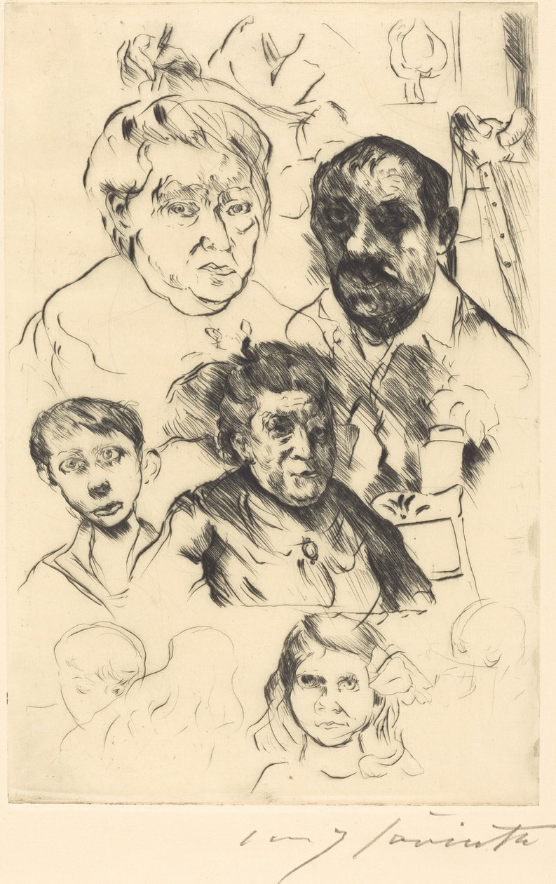 Blandade huvuden och självporträtt av Lovis Corinth