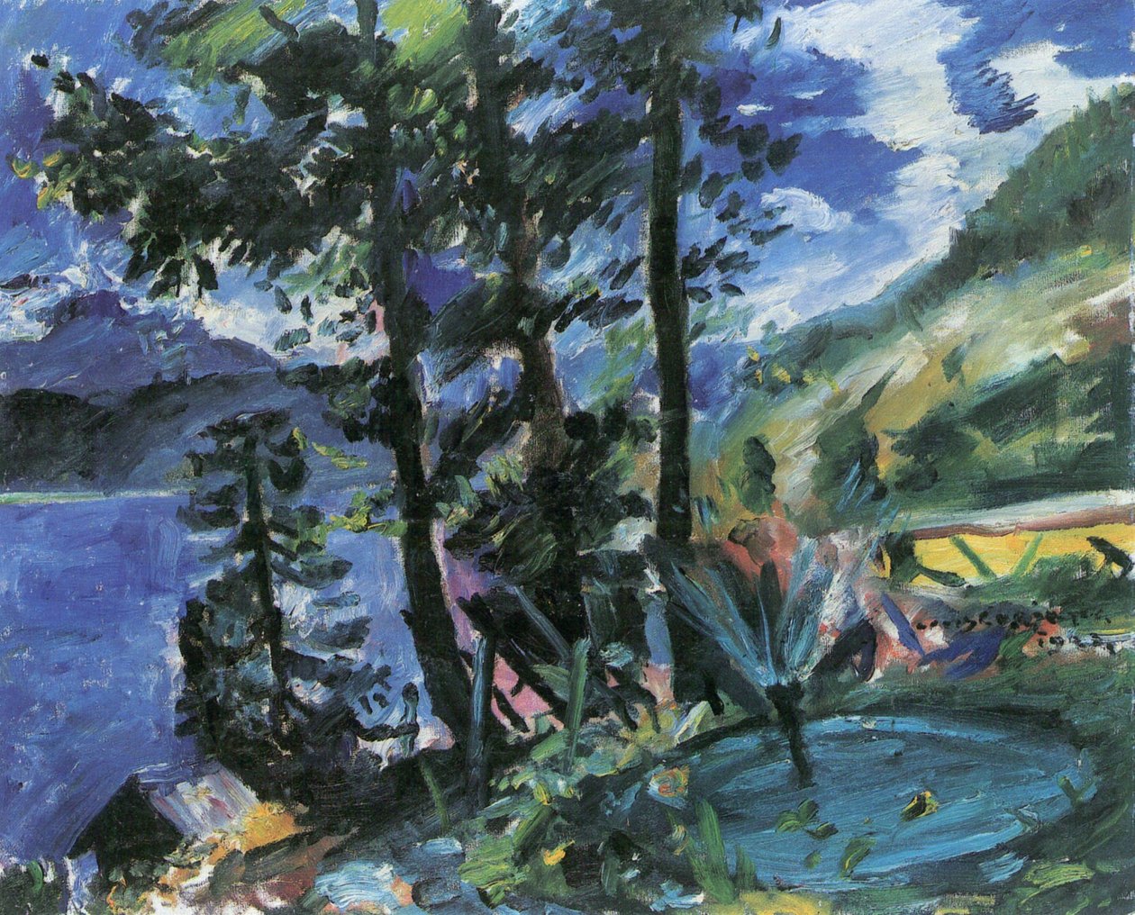  Walchensee med fontän av Lovis Corinth
