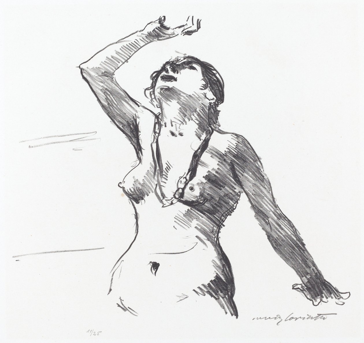 Naken kvinna som försvarar sig själv, 1913. av Lovis Corinth