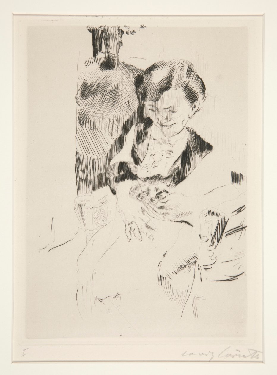 Kvinna med en kattunge av Lovis Corinth
