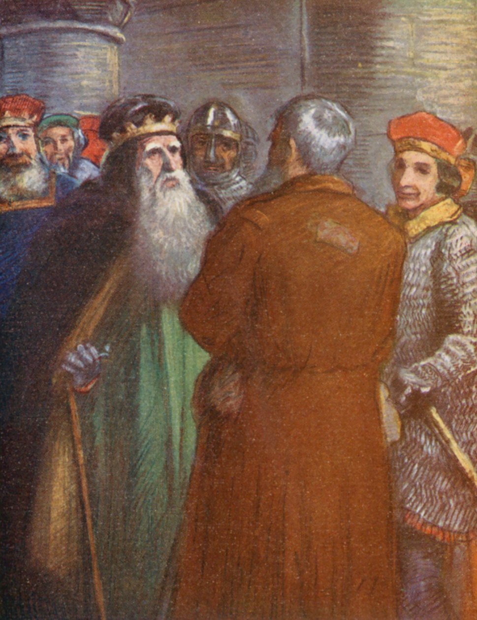 Illustration till berättelser om Guy av Warwick (färglitografi) av Lowes Dalbiac Luard