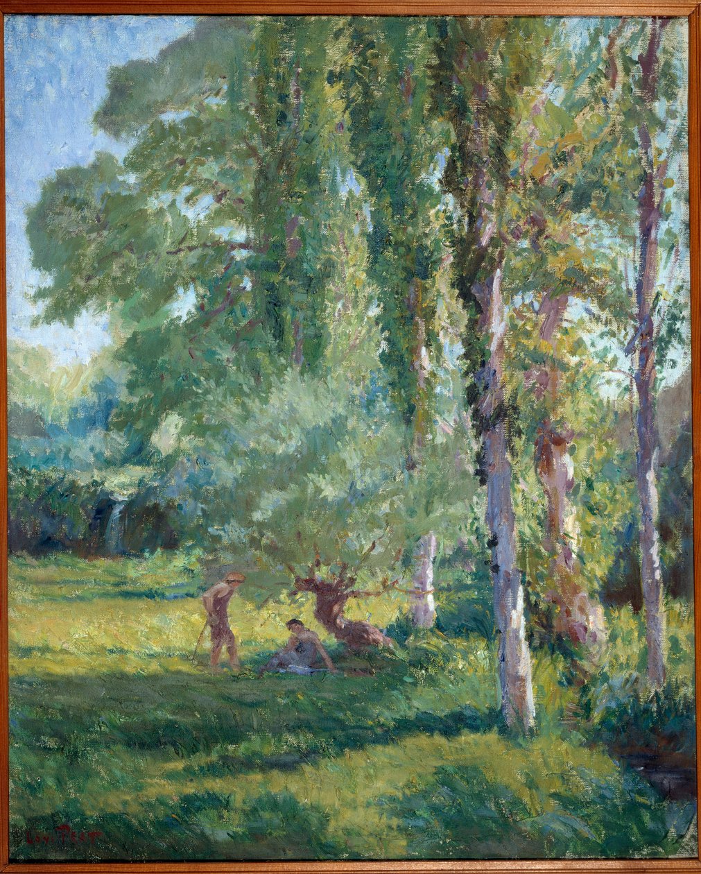 Par på gräset under en poppel Målning av Loys Prat (1879-1934), 1900-talet. Olja på duk. Donzere, Rådhuset. av Loys Prat