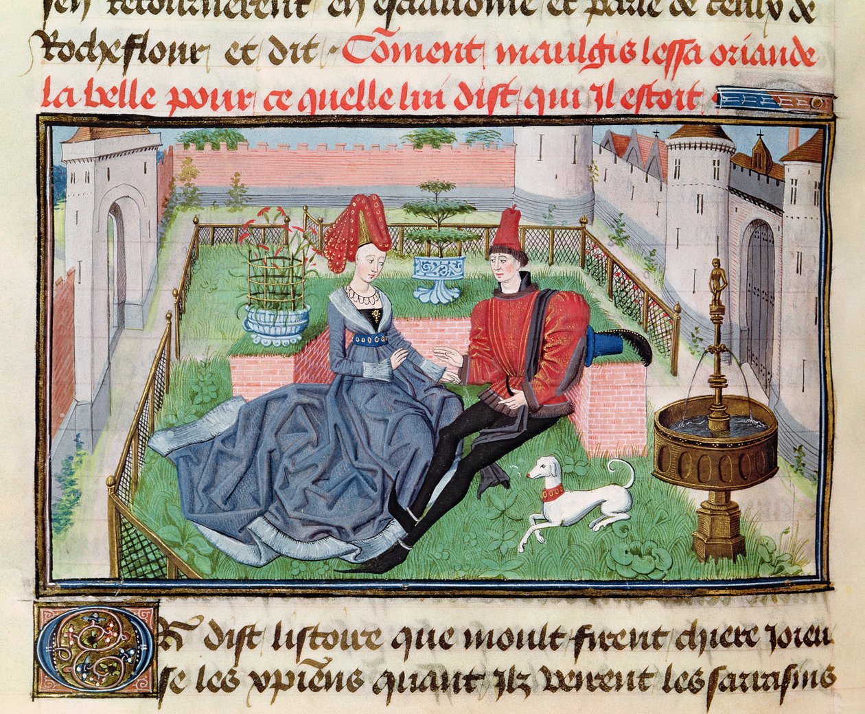 Ms 5072 f.71v The Garden of Love, från Reaud de Montauban-cykeln av Loyset Liedet