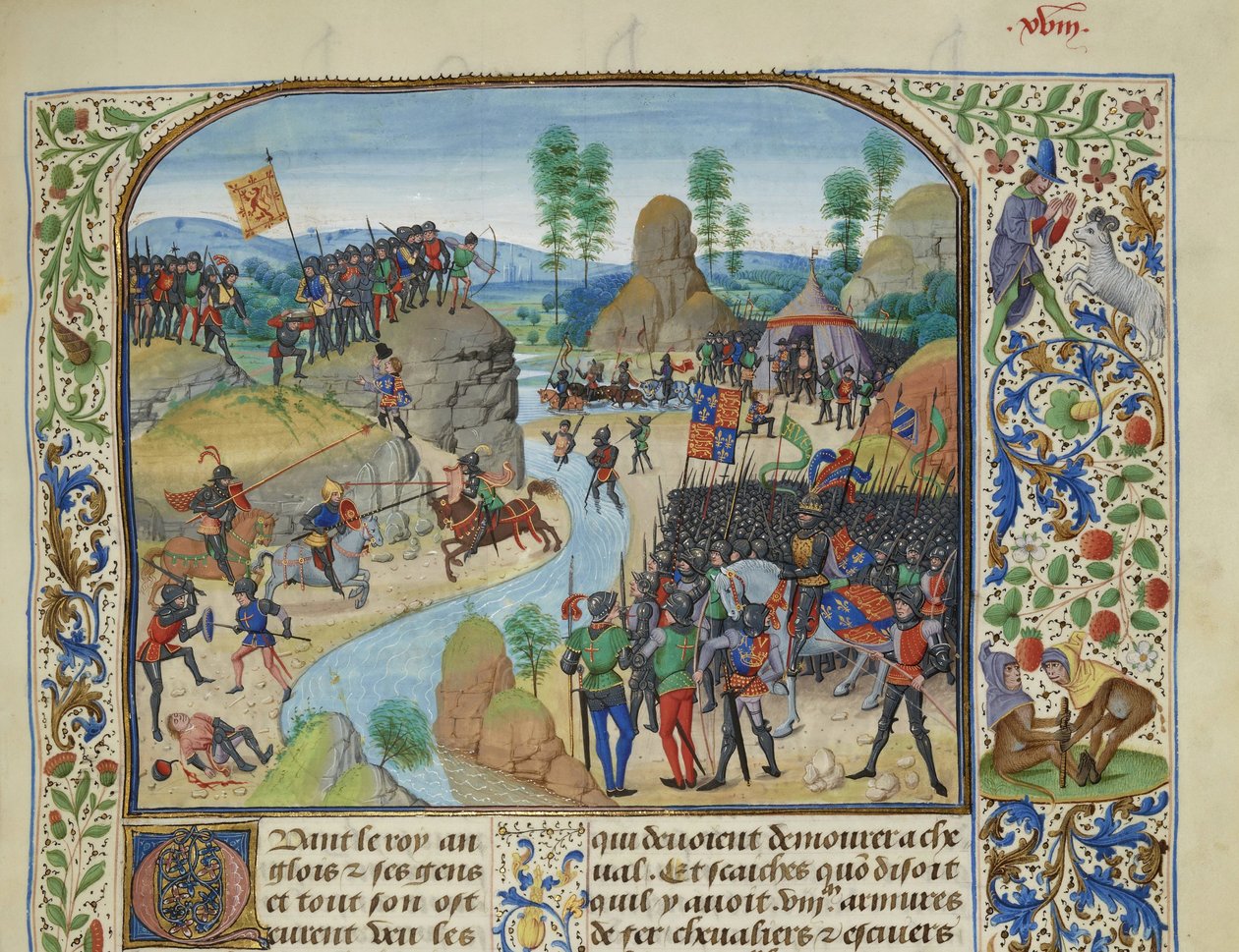 Anglo-skotska kriget: engelsmännen korsar Tyne, ca 1470-1475. av Loyset Liedet