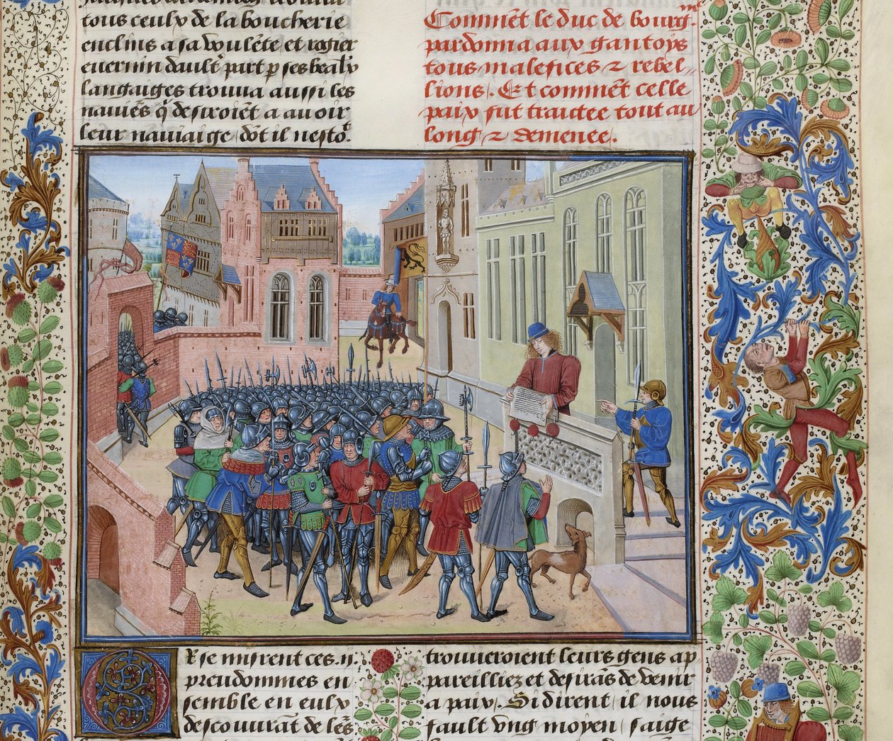 Jean de Heyle läser i Gent ett brev från Filip II den djärve, ca 1470-1475. av Loyset Liedet