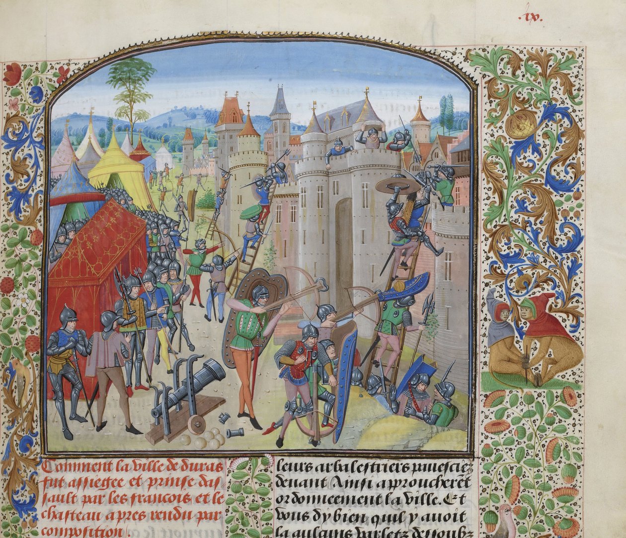 Belägring av Château de Duras av fransmännen 1377, ca 1470-1475. av Loyset Liedet
