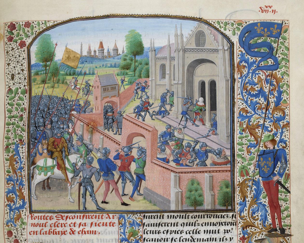 Intagande av Ename Abbey, 1381, ca 1470-1475. av Loyset Liedet