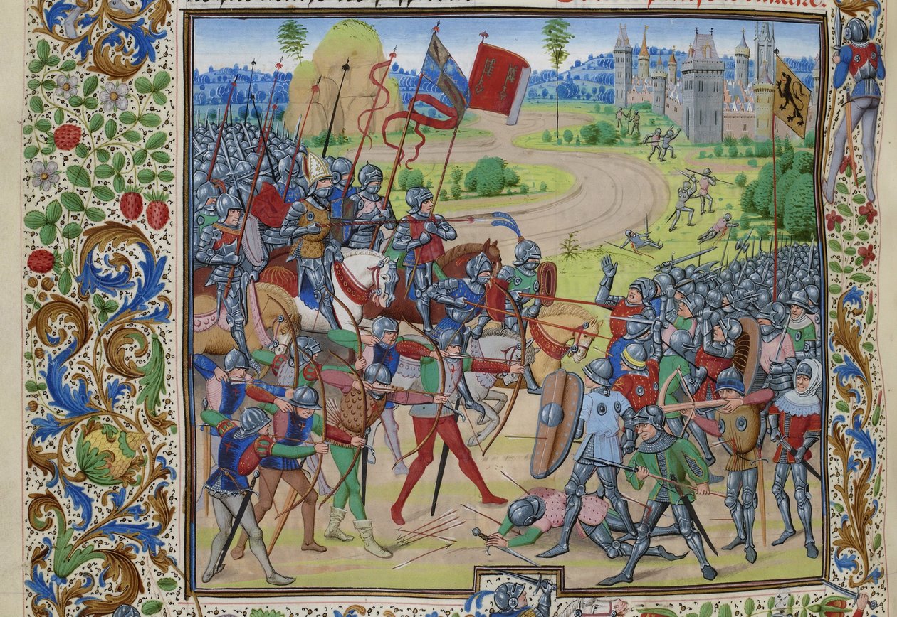 Slaget vid Dunkerque den 25 maj 1383, ca 1470-1475. av Loyset Liedet