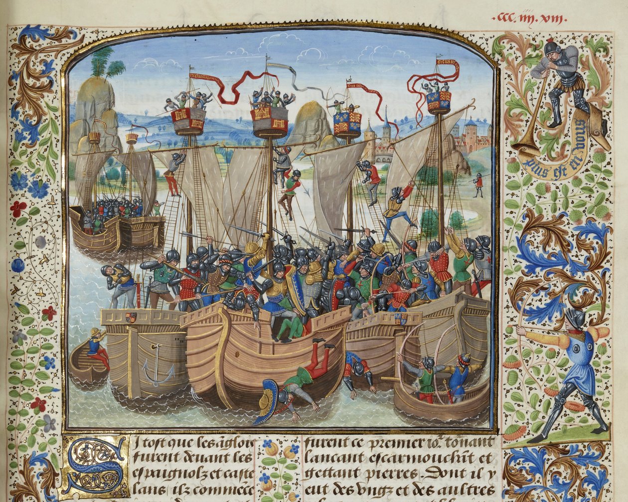 Slaget vid La Rochelle, 1372, ca 1470-1475. av Loyset Liedet