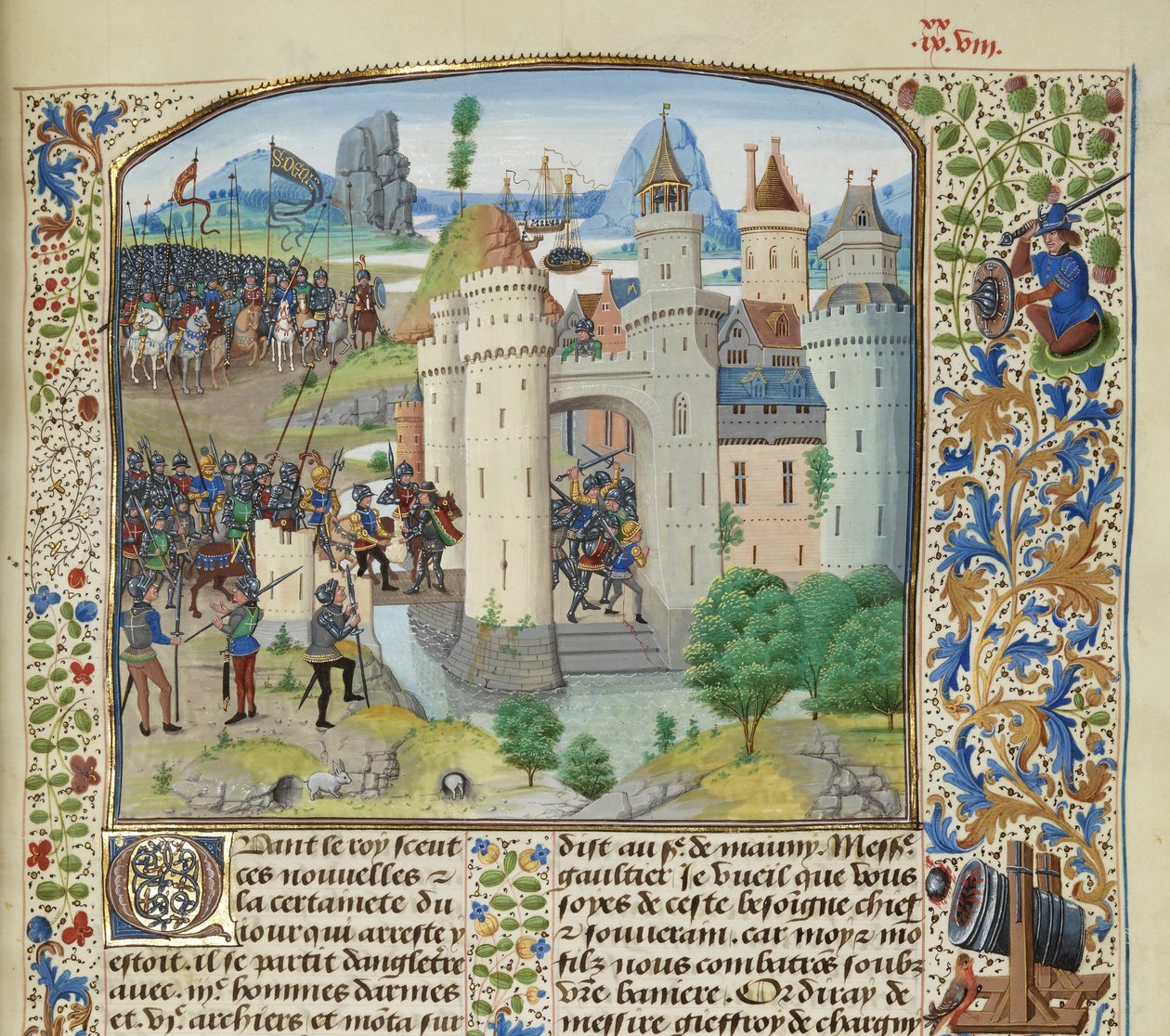 Fransmännen försökte återerövra Calais från England, 1350, ca 1470-1475. av Loyset Liedet