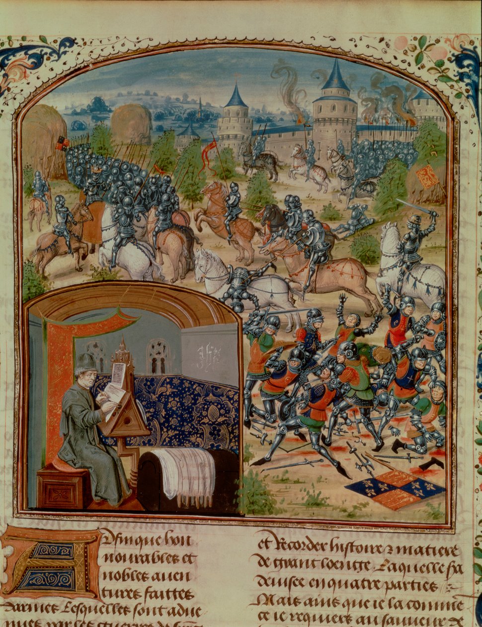Hundraårskriget, miniatyr från en kopia från 1400-talet av Froissarts krönika om Frankrike, 1400-talet. av Loyset Liedet