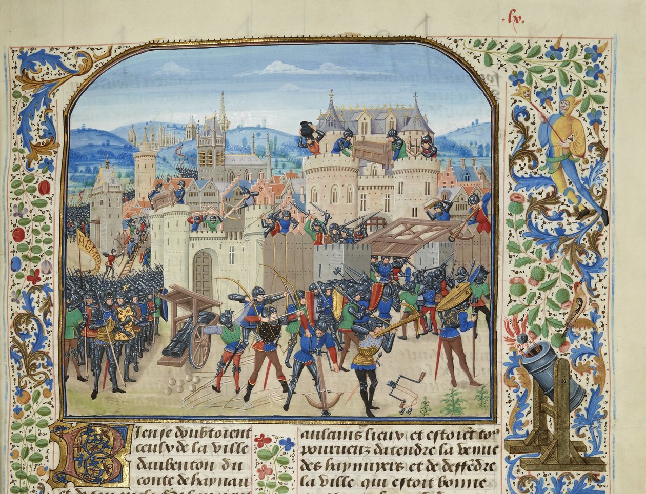 William II, greve av Hainaut tar och förstör Aubenton, 1340, ca 1470-1475. av Loyset Liedet