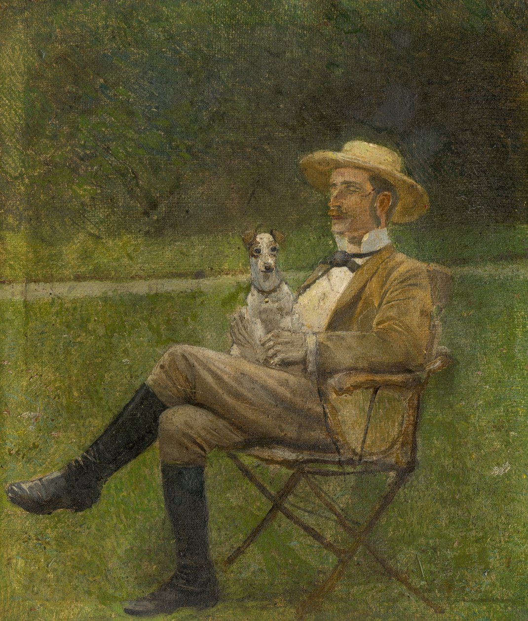 Study of a Seated Man with a Dog av Laszlo Mednyanszky
