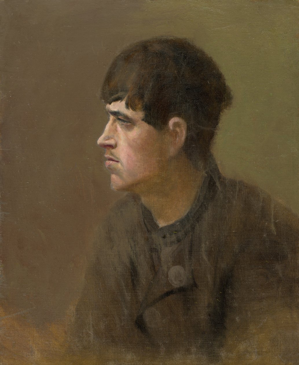 Half-Figure of a Young Man from Profile av Laszlo Mednyanszky