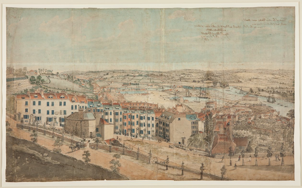 Förberedande skiss för View of Granby Hill, Clifton, from the West (akvarell på papper) av Lt.Col.William Booth