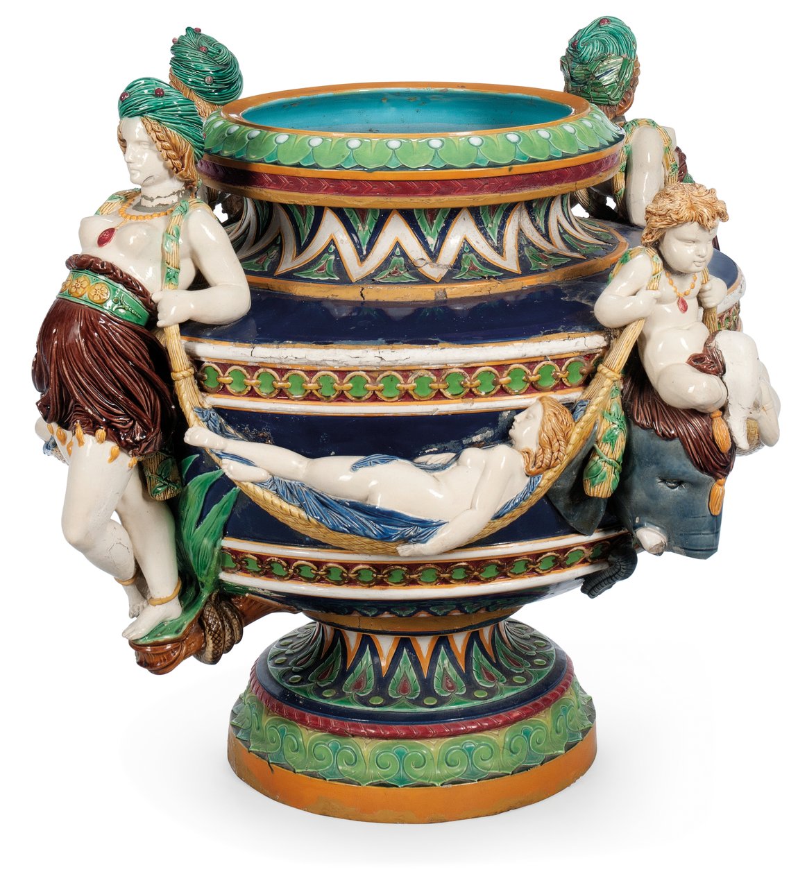 Stor Minton majolica jardiniere, ca 1870 (keramik) av Ltd Mintons