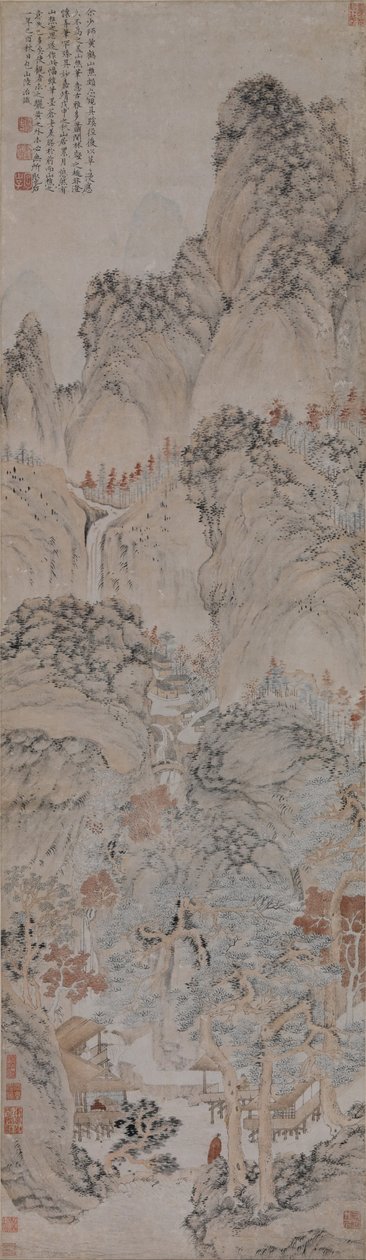 Landscape in the style of Wang Meng av Lu Zhi