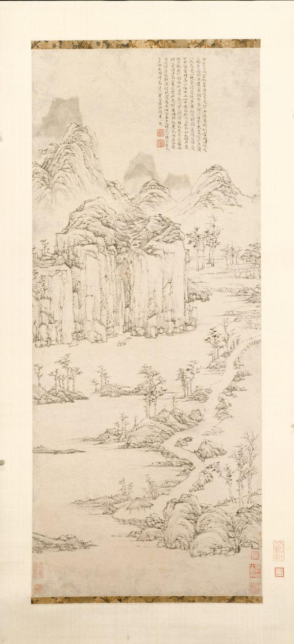 Daoist Retreat in Mountain and Stream (Landskap efter Ni Zan [1301–1374]) av Lu Zhi