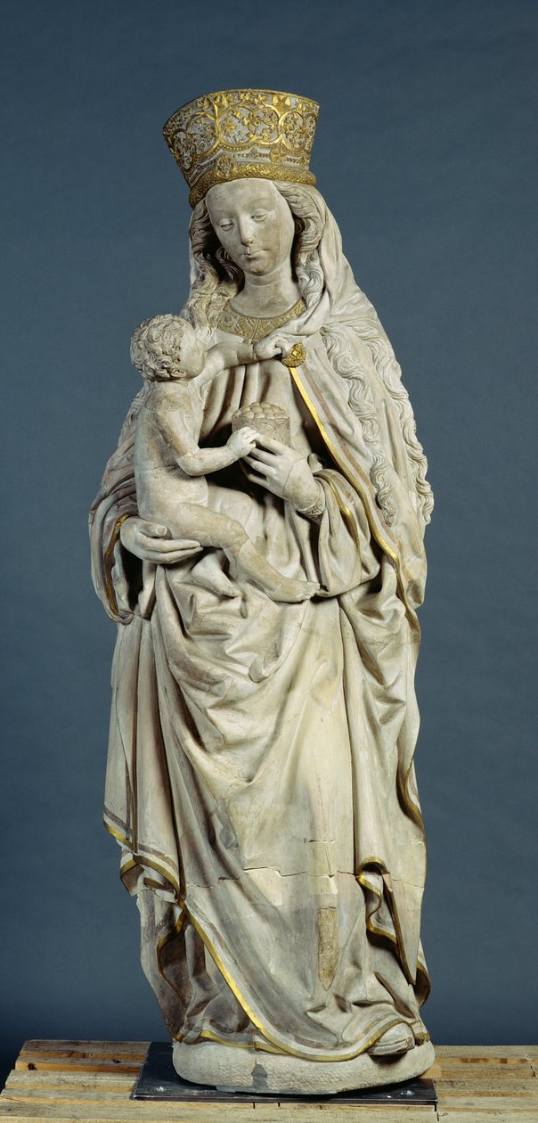 Guds moder med spädbarnet Kristus, 1470 (kalksten) av Lubeck or Westphalian Workshop