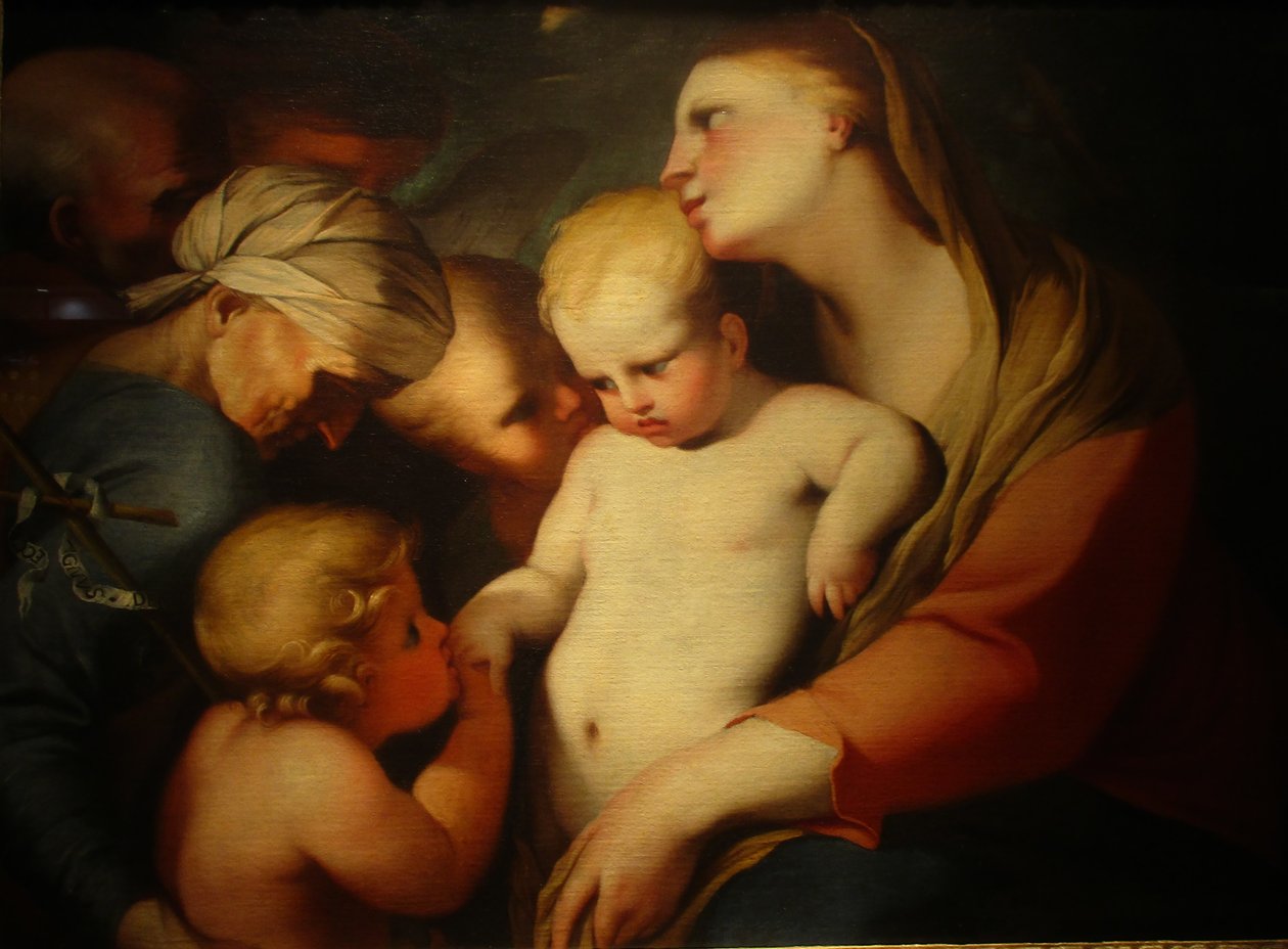 Jungfru och barn med Saint Elizabeth och Saint John the Baptist av Lubin Baugin