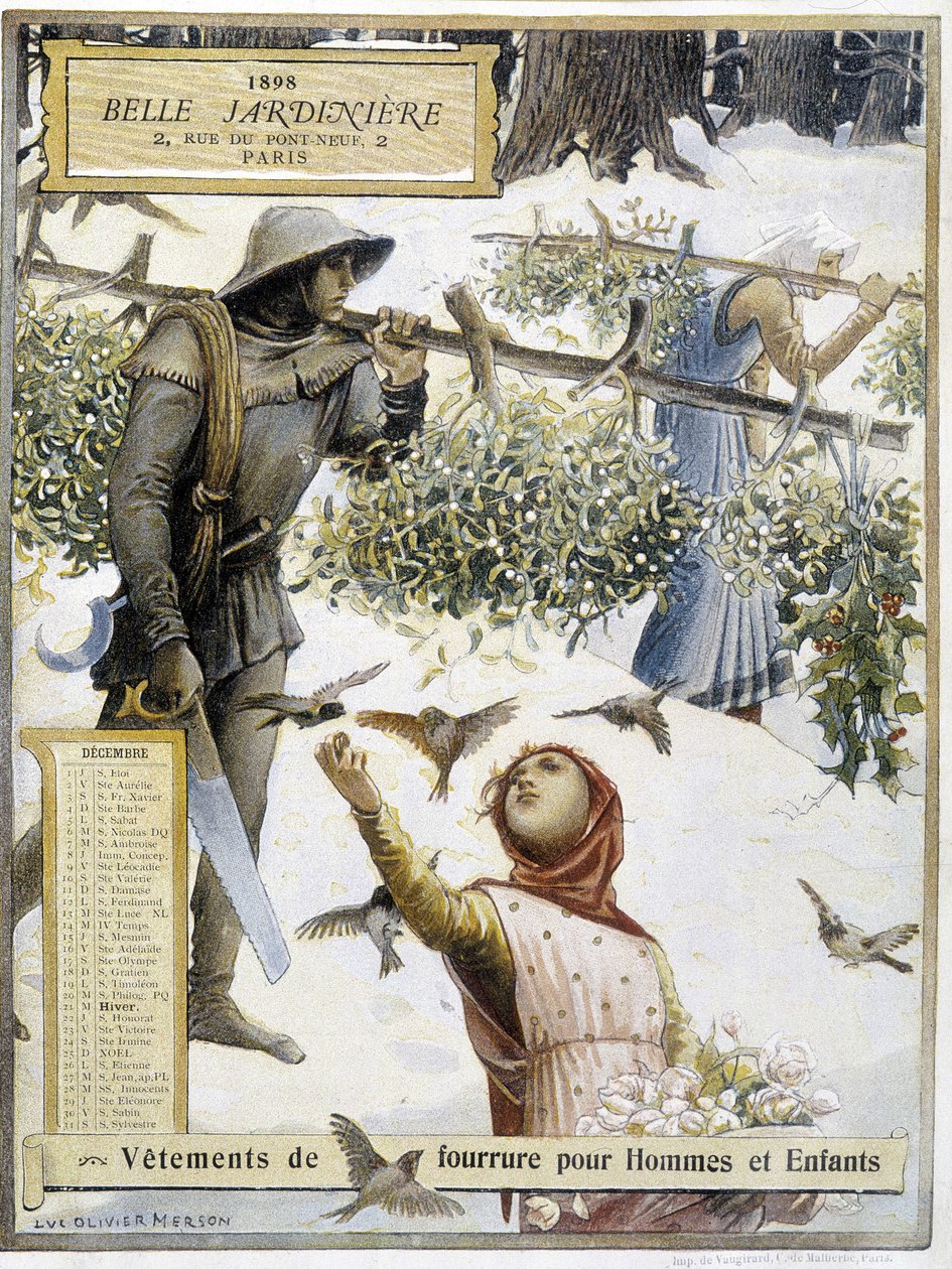 December: plocka mistel - av Luc-Olivier Merson i kalendern för butiken "" La belle jardinière"" av Luc Oliver Merson