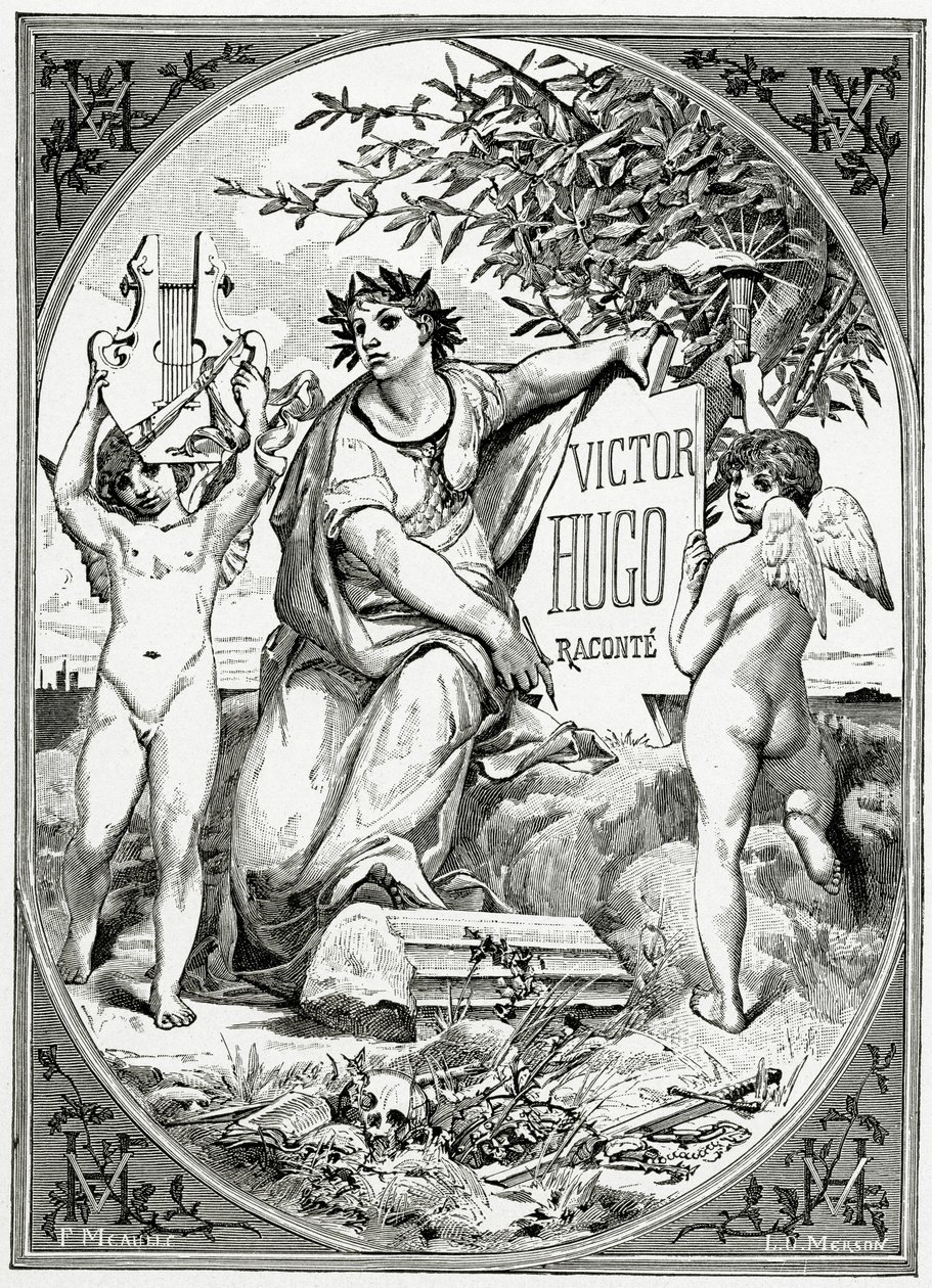 Victor Hugo berättad av ett vittne om sitt liv, 1800-talet (bw gravyr) av Luc Oliver Merson