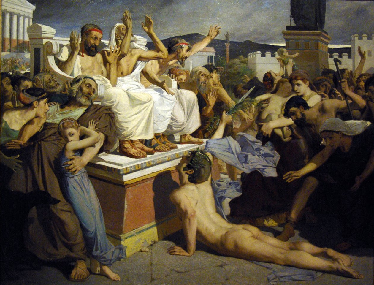 Pheidippides ger ord om seger efter slaget vid Marathon av Luc Olivier Merson