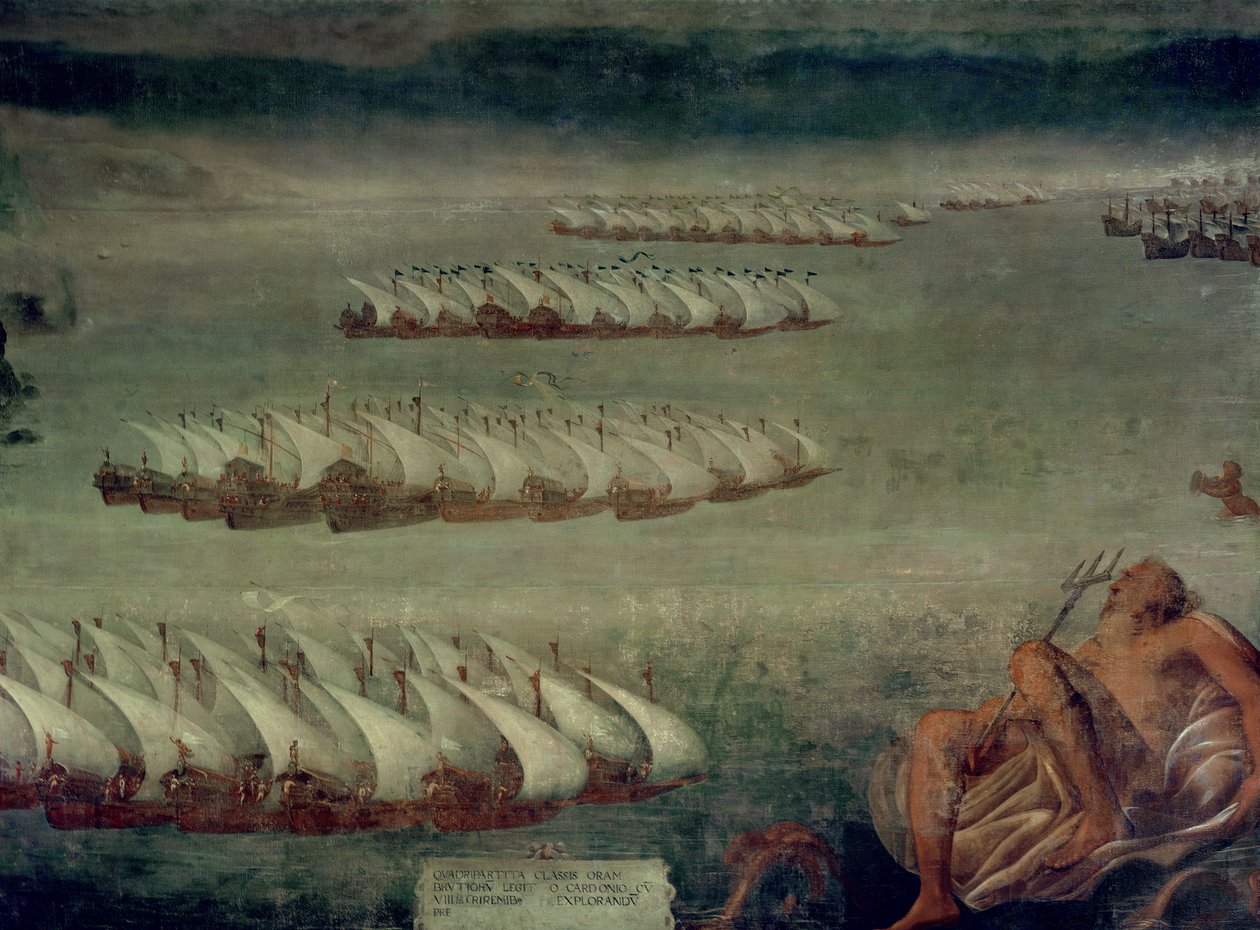 Slaget vid Lepanto, 7 oktober 1571 av Luca Cambiaso