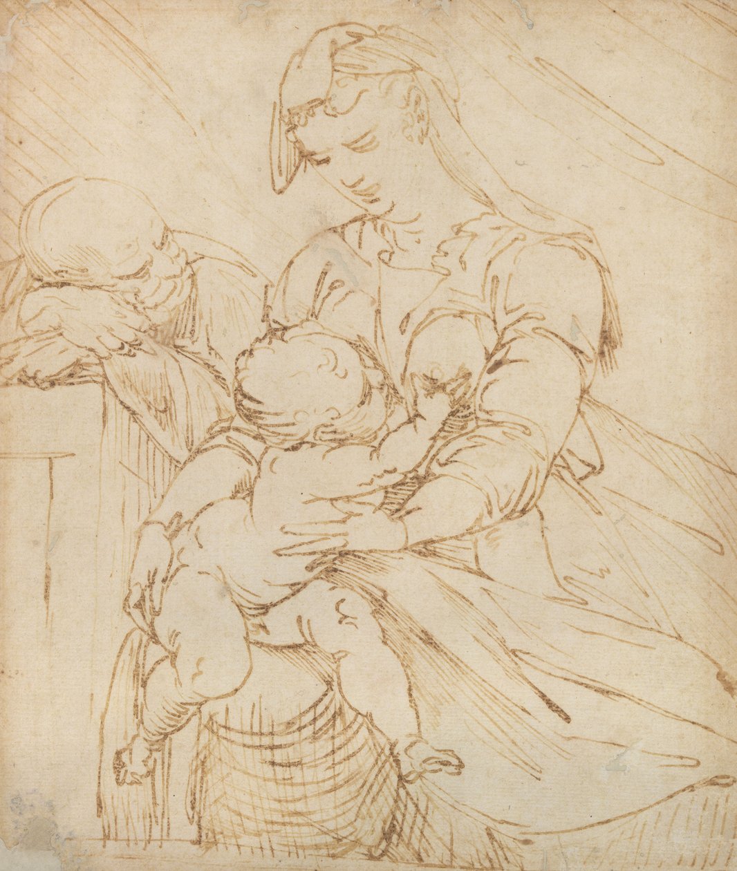 The Holy Family av Luca Cambiaso