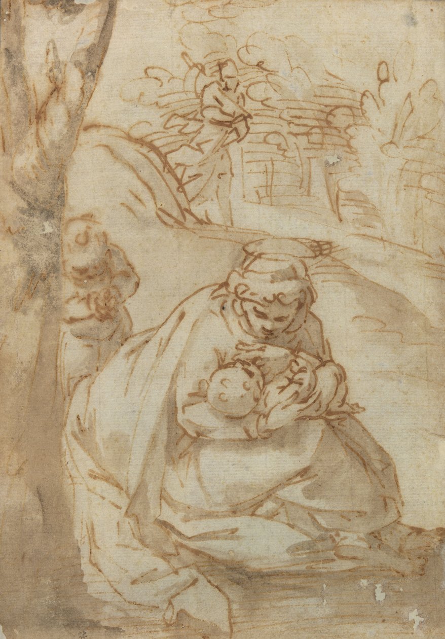 The Rest on The Flight into Egypt av Luca Cambiaso