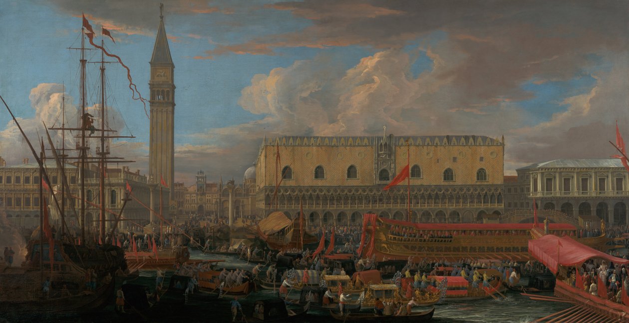 The Bucintoro Departing from the Bacino di San Marco av Luca Carlevarijs
