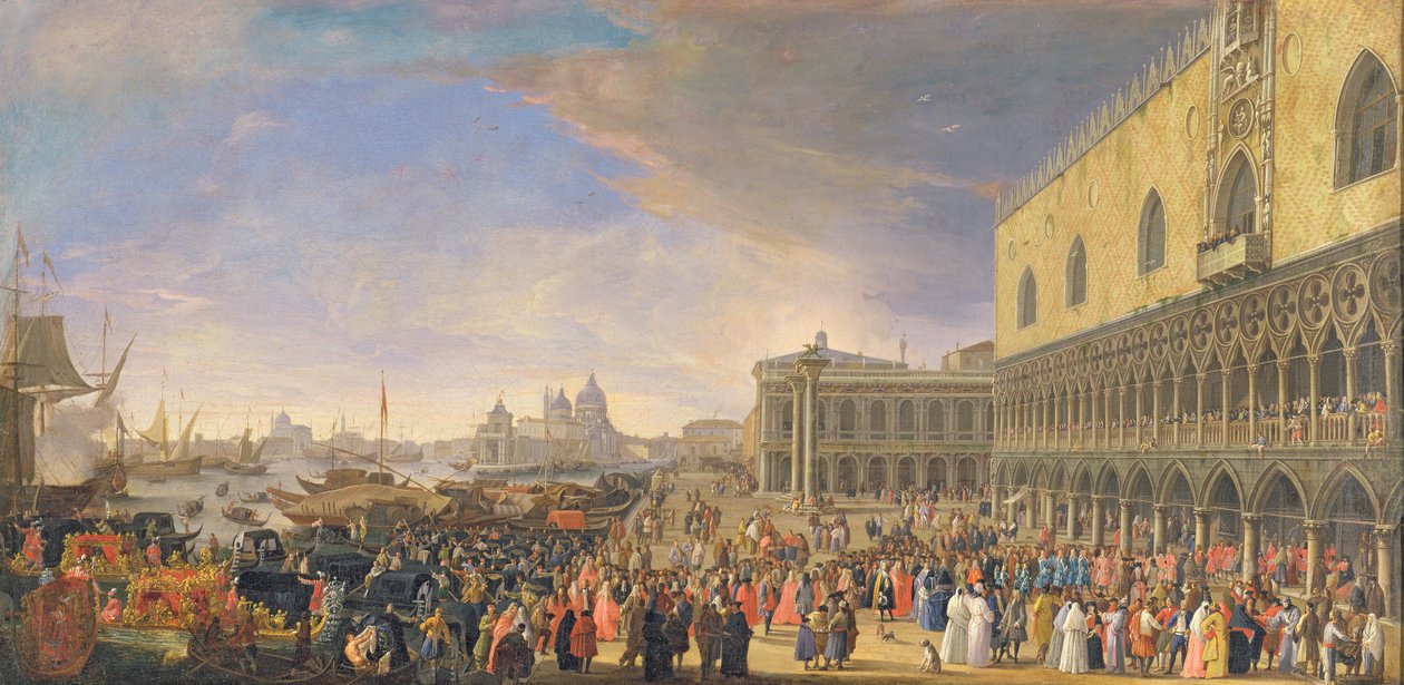 Comte Languet de Gergys ankomst till Palazzo Ducale, Venedig, november 1726 av Luca Carlevaris