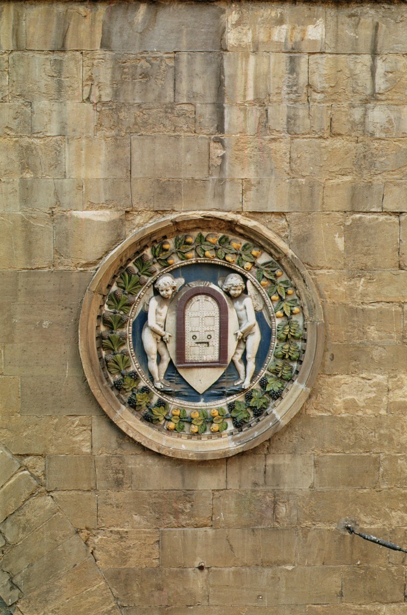 Stemma från sidenvävarskrået (glaserad terrakotta) av Luca Della Robbia