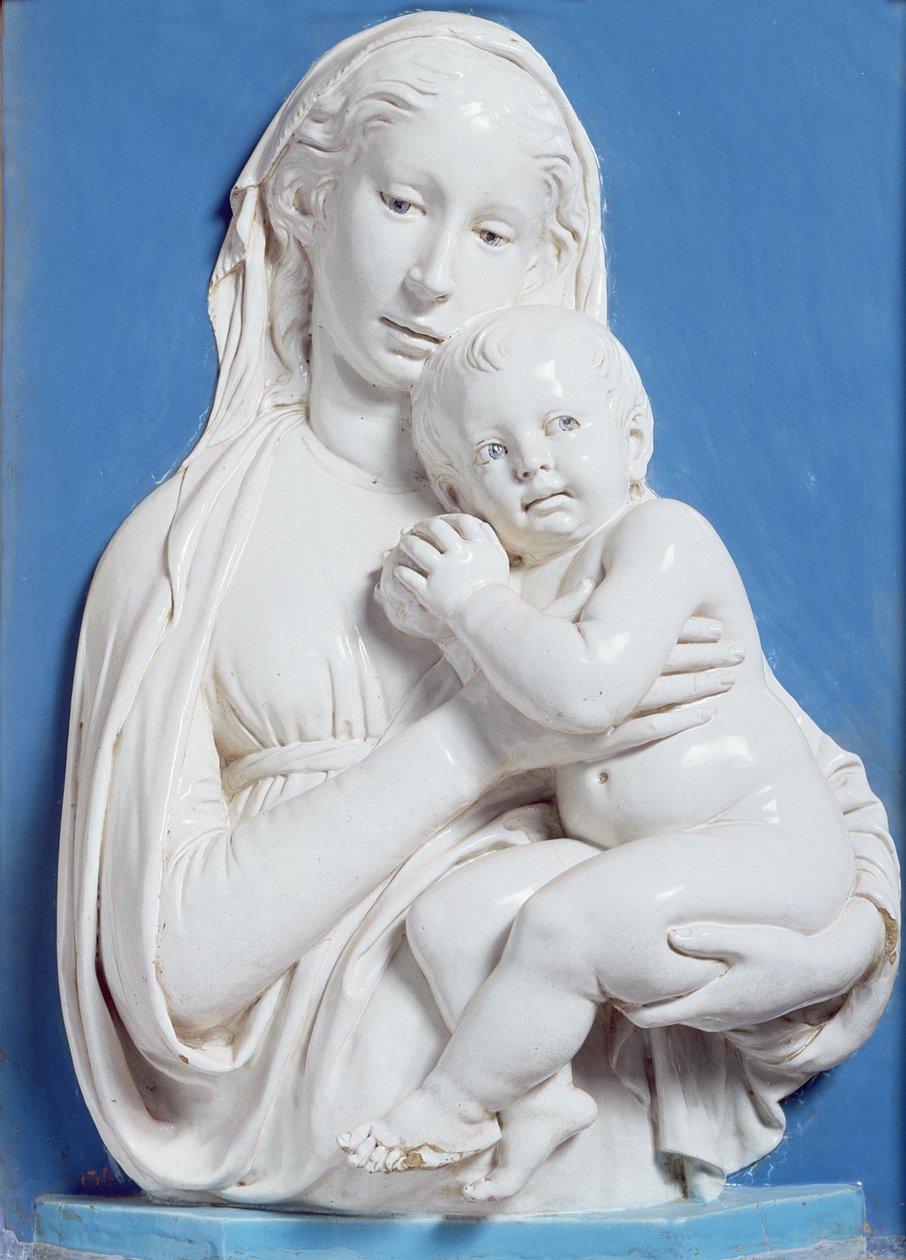 Äppelmadonnan (glaserad terrakotta) av Luca Della Robbia