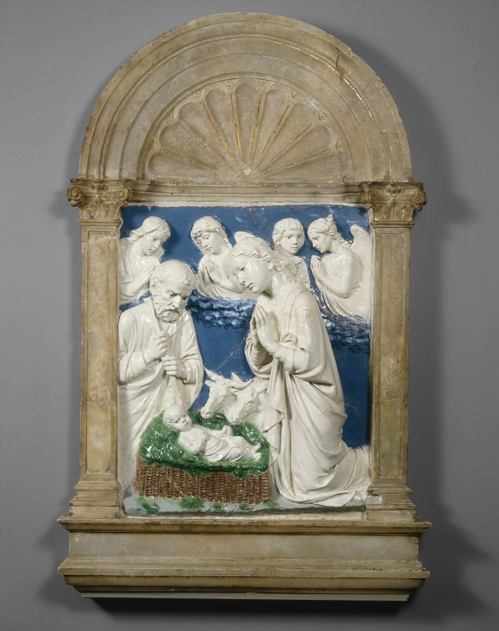 Födelsen, ca 1460 (glaserad terrakotta) av Luca Della Robbia