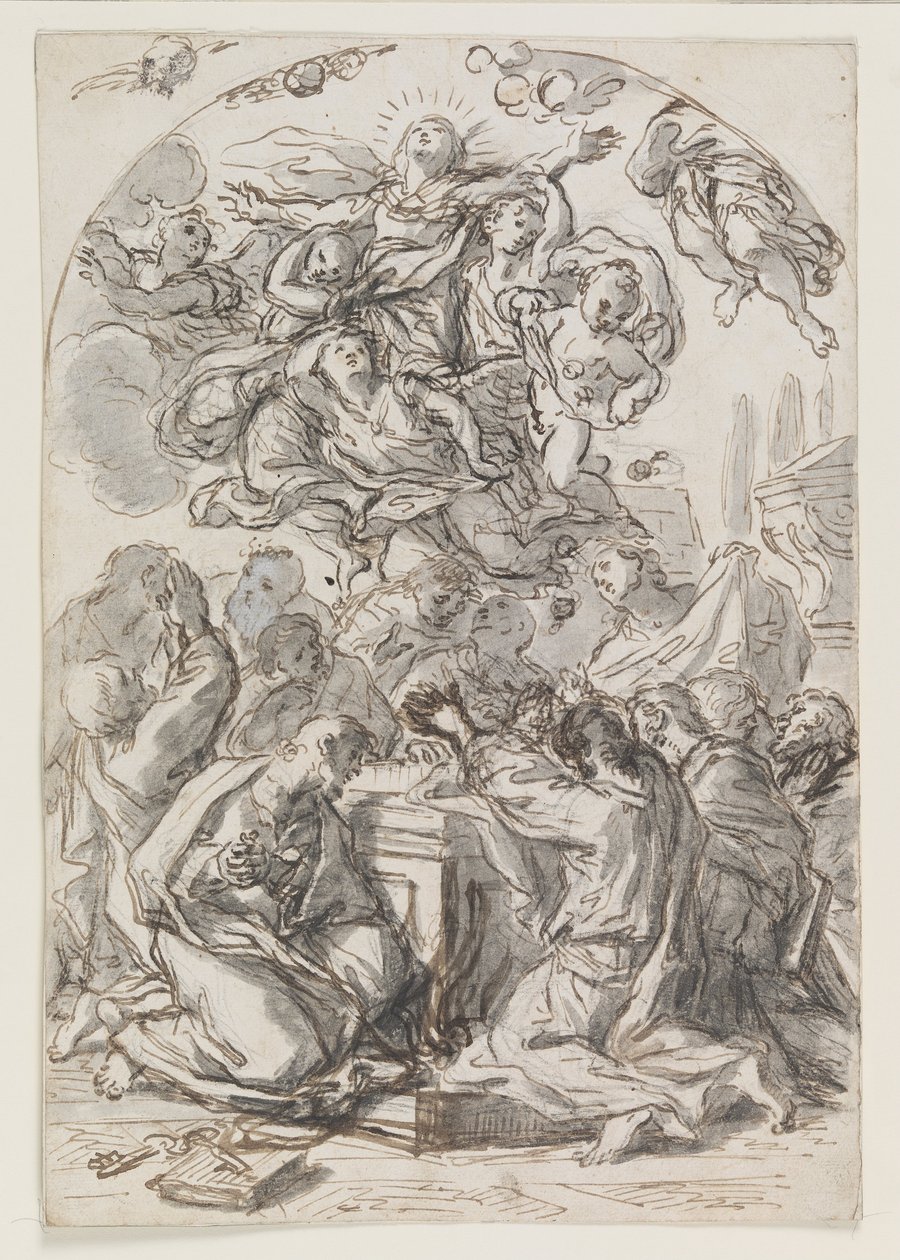 Assumption of the Virgin; verso- Head of a Woman and Child av Luca Giordano