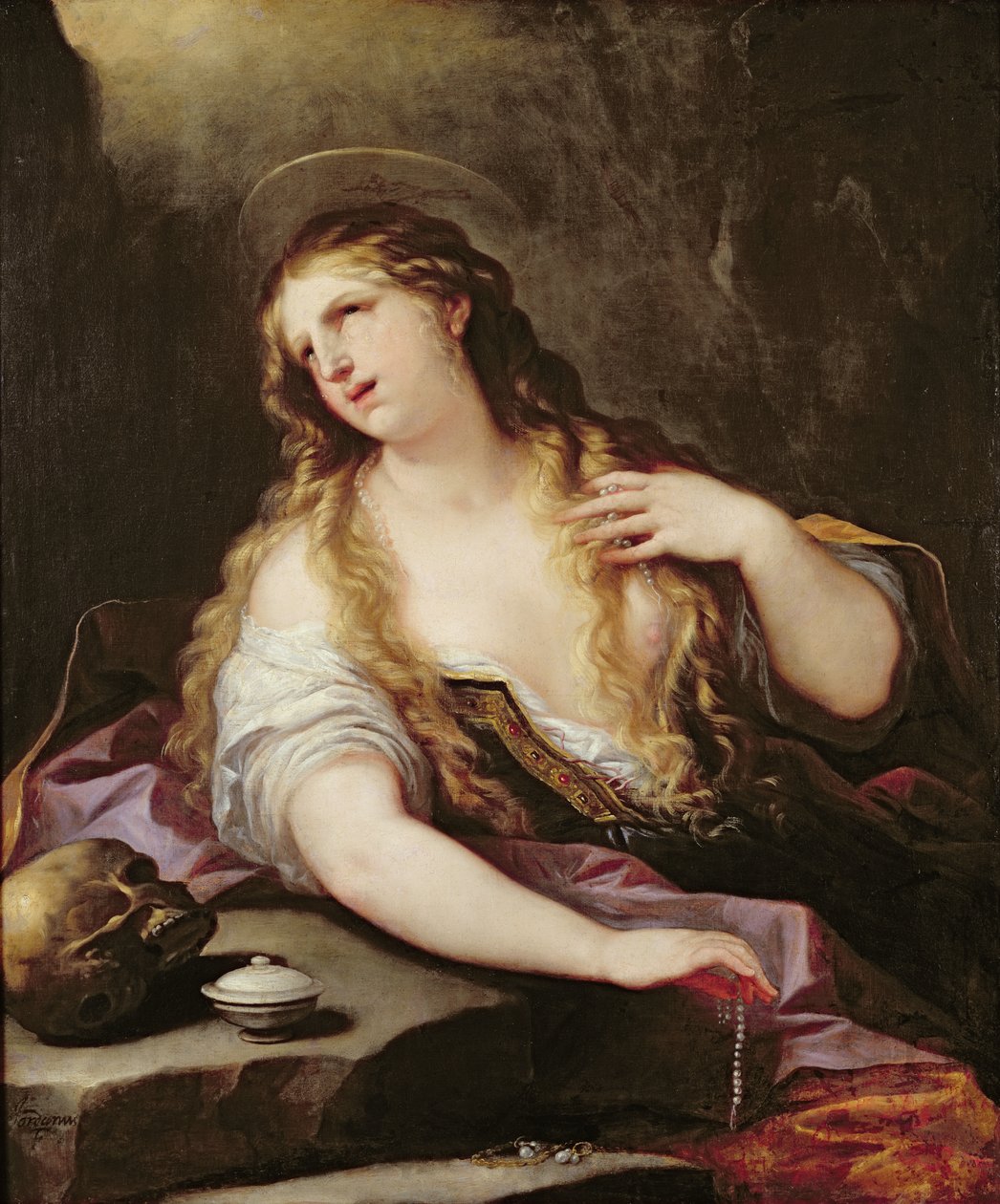 St. Maria Magdalena som avsäger sig världens fåfänga, c.1696 av Luca Giordano