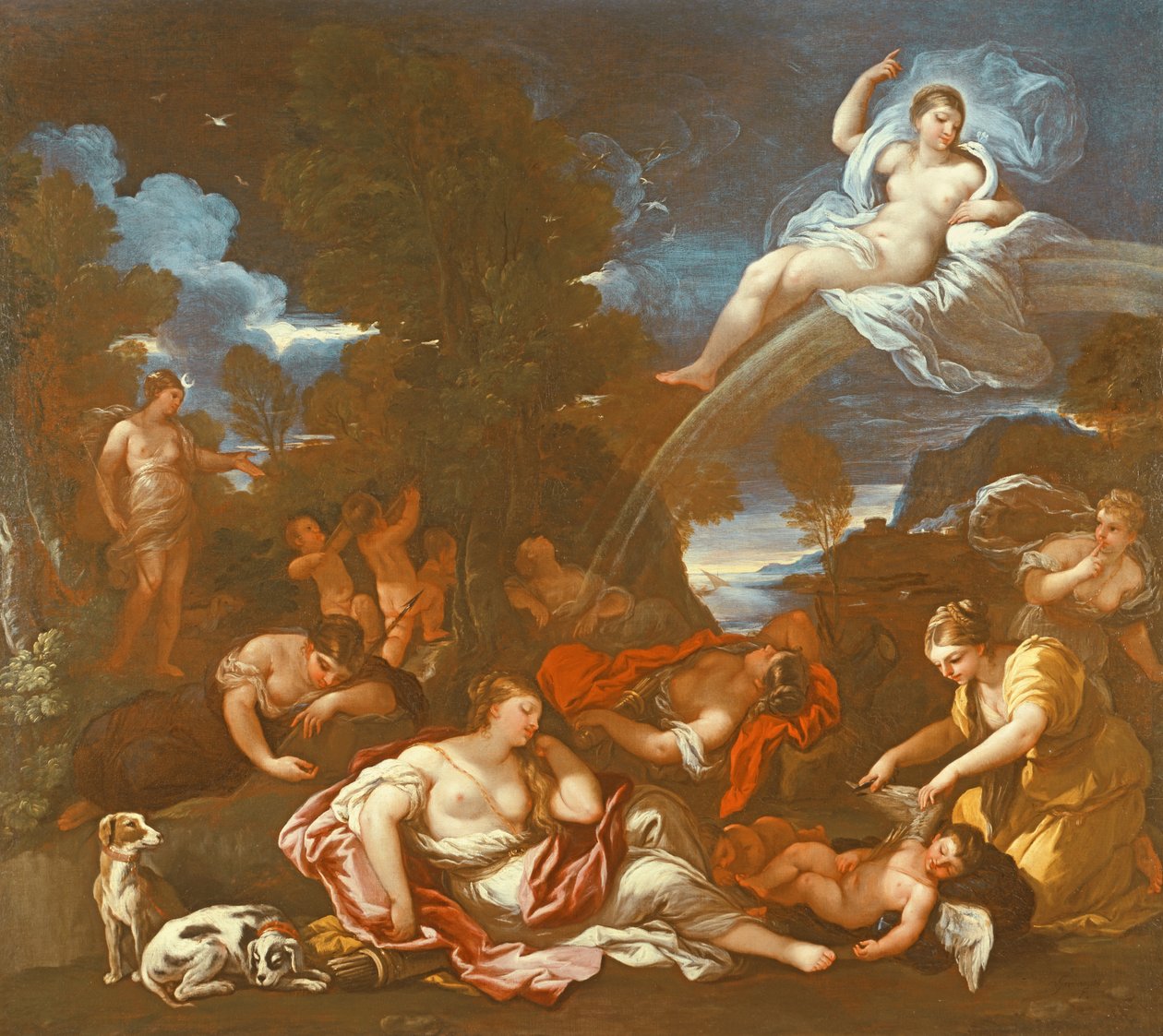 Avväpningen av Cupido (olja) av Luca Giordano