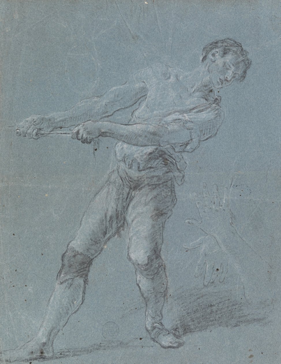 Young Man Pulling a Rope av Luca Giordano