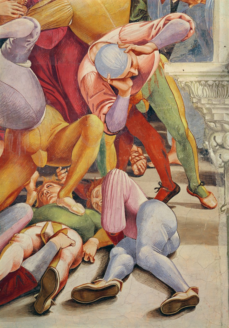 Detalj av profeter och världens ände, ingångsvägg till kapellet i Madonna di San Brizio, 1499-1504 (detalj av 434199) av Luca Signorelli