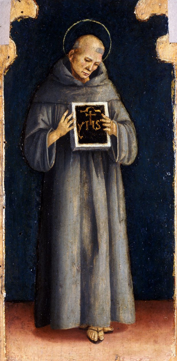 St. Bernard av Siena, ca 1515-20 (tempera på poppelträ) av Luca Signorelli