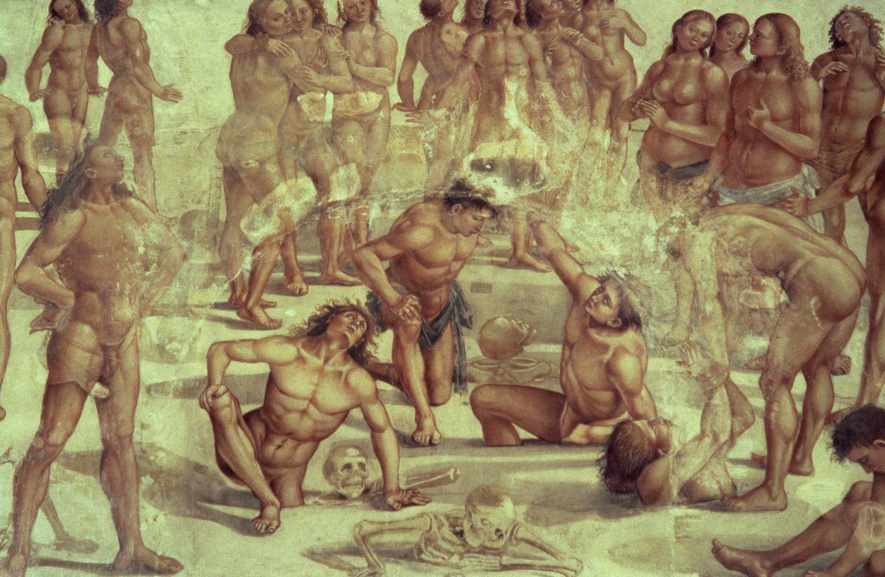 Köttets uppståndelse, detalj från Den sista domen, 1499-1504 av Luca Signorelli