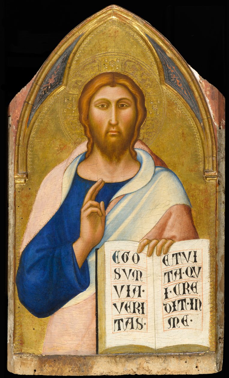Christ Blessing, ca 1355-1360 (tempera och bladguld på panel) av Luca di Tommè