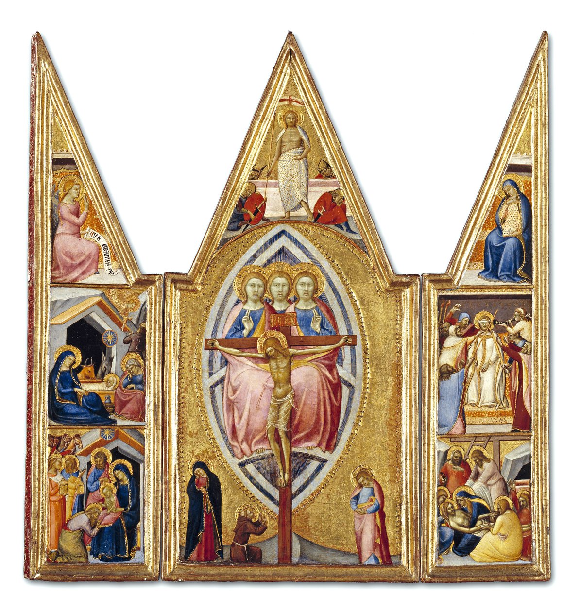 Treenigheten och korsfästelsen med scener ur Kristi liv, ca 1355 (tempera på panel) av Luca di Tommè