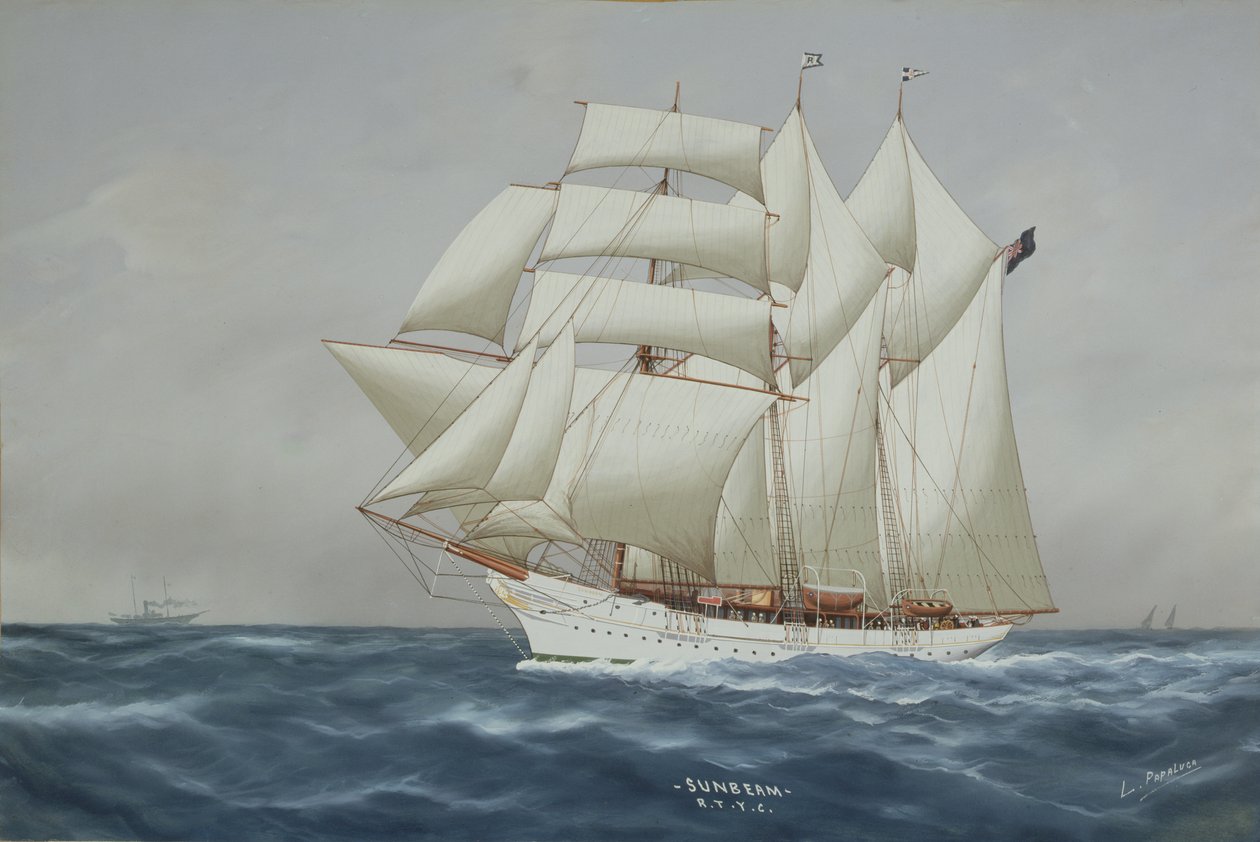 The Sunbeam under Full Sail (gouache på papper) (se 197336) av Luca Papaluca