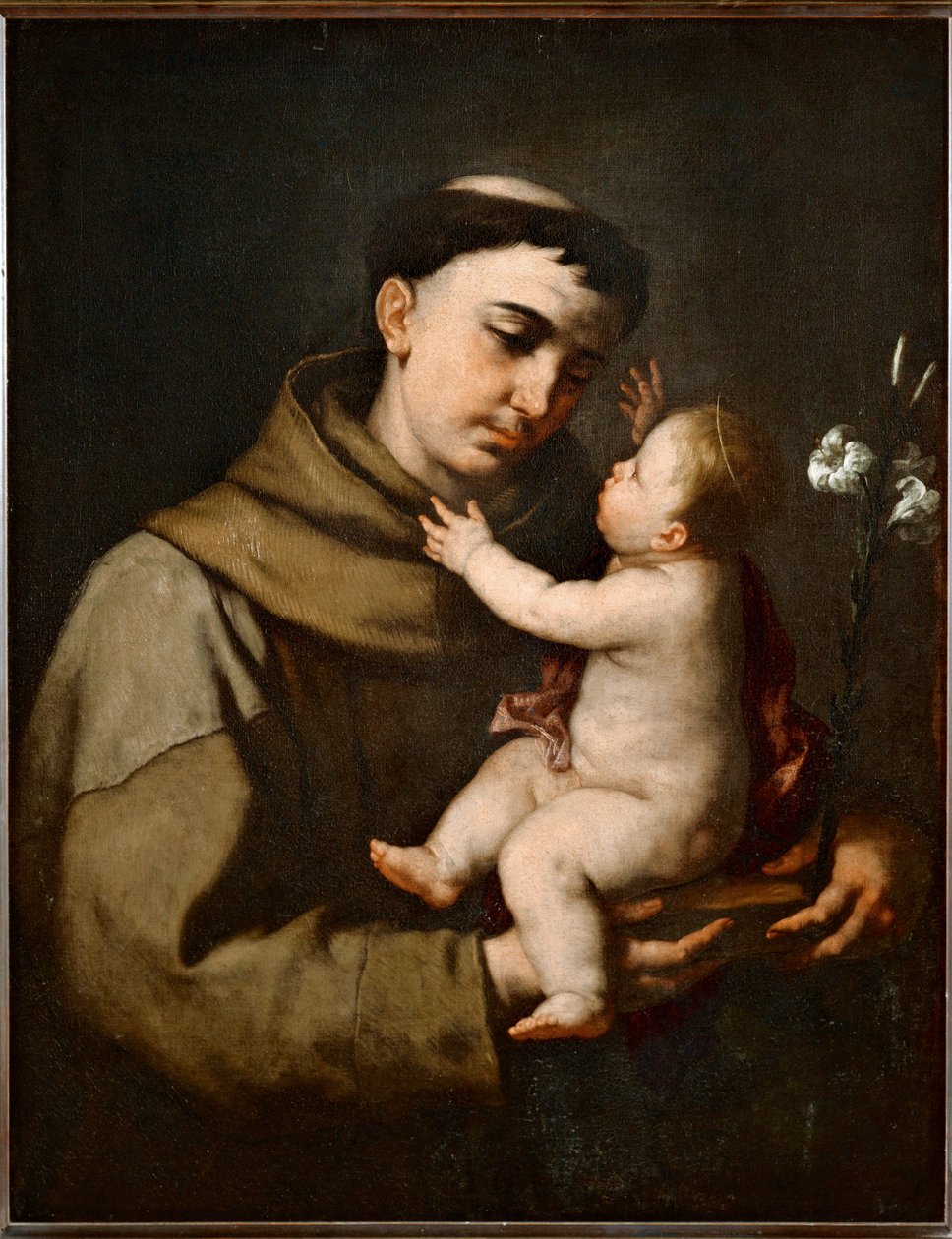 Sankt Antonius av Padua och Jesusbarnet ... av Luca (circle of) Giordano