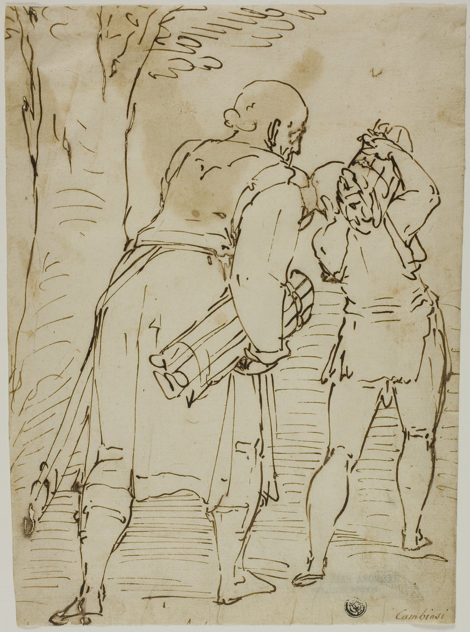 Abraham och Isak av Luca Cambiaso